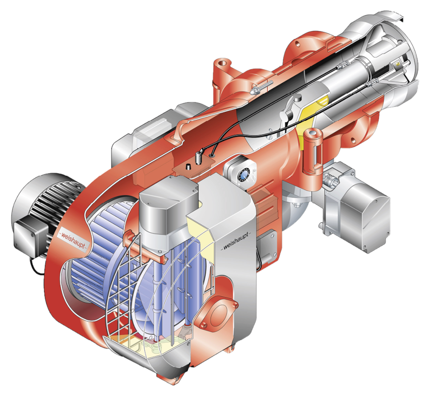 Gasbrenner in der Schnittdarstellung (Weishaupt)